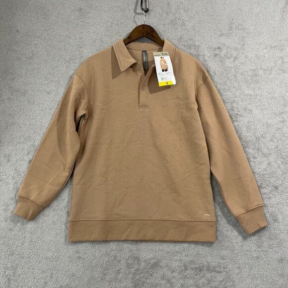 NEW Mondetta Women's S Tan Pullover Collared Sweatshirt Long Sleeve Polyester - Picture 2 of 9